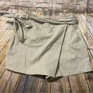 Wishlist Beige Khaki Stretch Belted Waist Skirt Skort